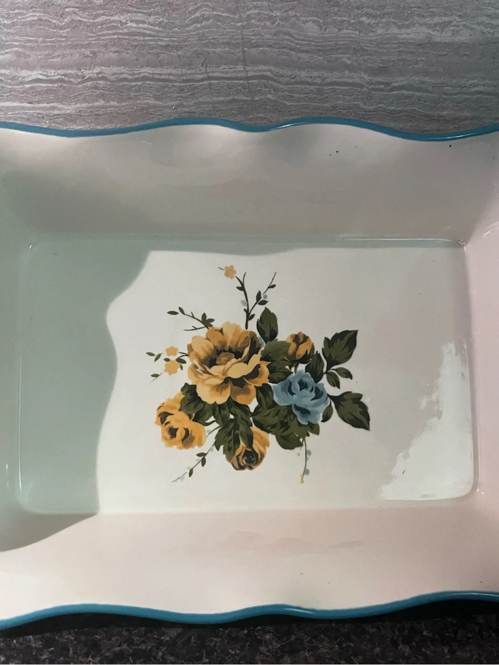 The Pioneer Woman Floral Ceramic Baker - Blue & Yellow Roses